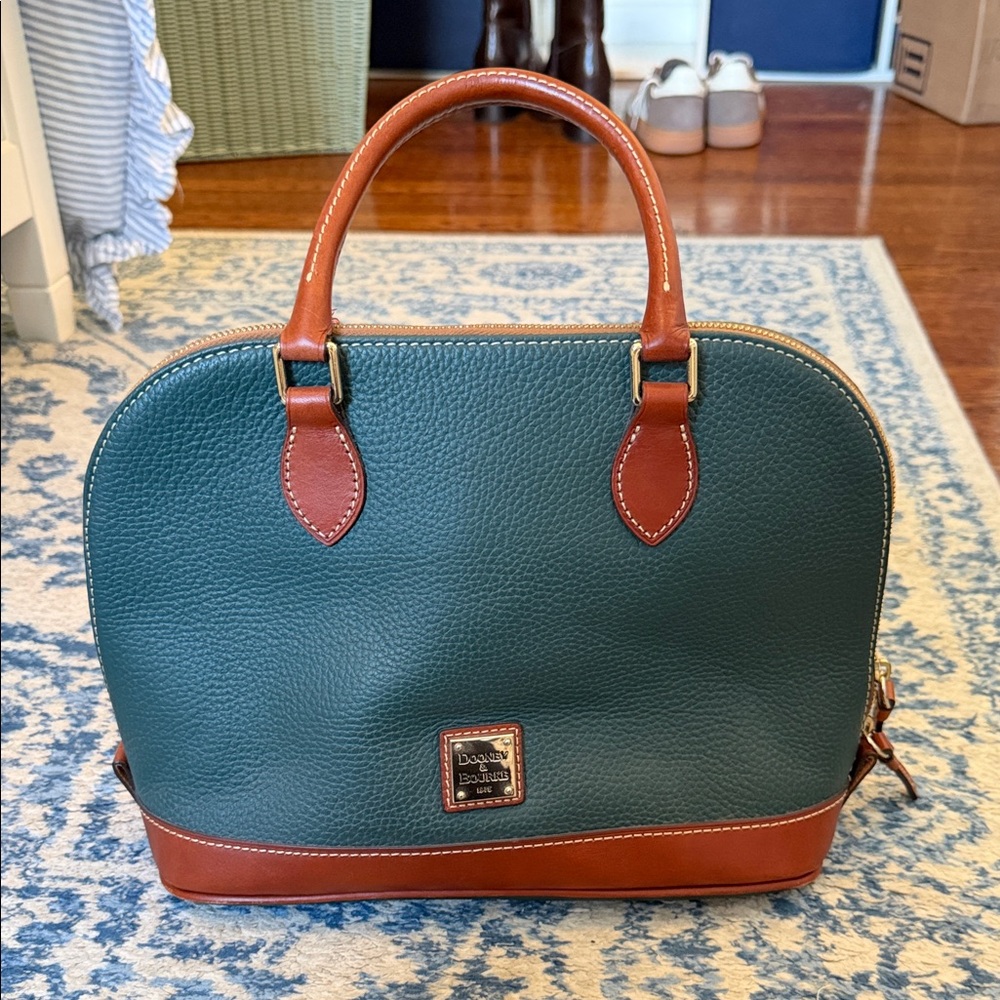 Dooney & Bourke Green and Tan Satchel